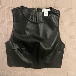 Kirious Los Angeles Black Faux Leather Crop Top